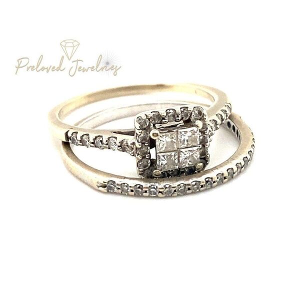 14k WG Diamond Engagement Ring & Band - Picture 1 of 14